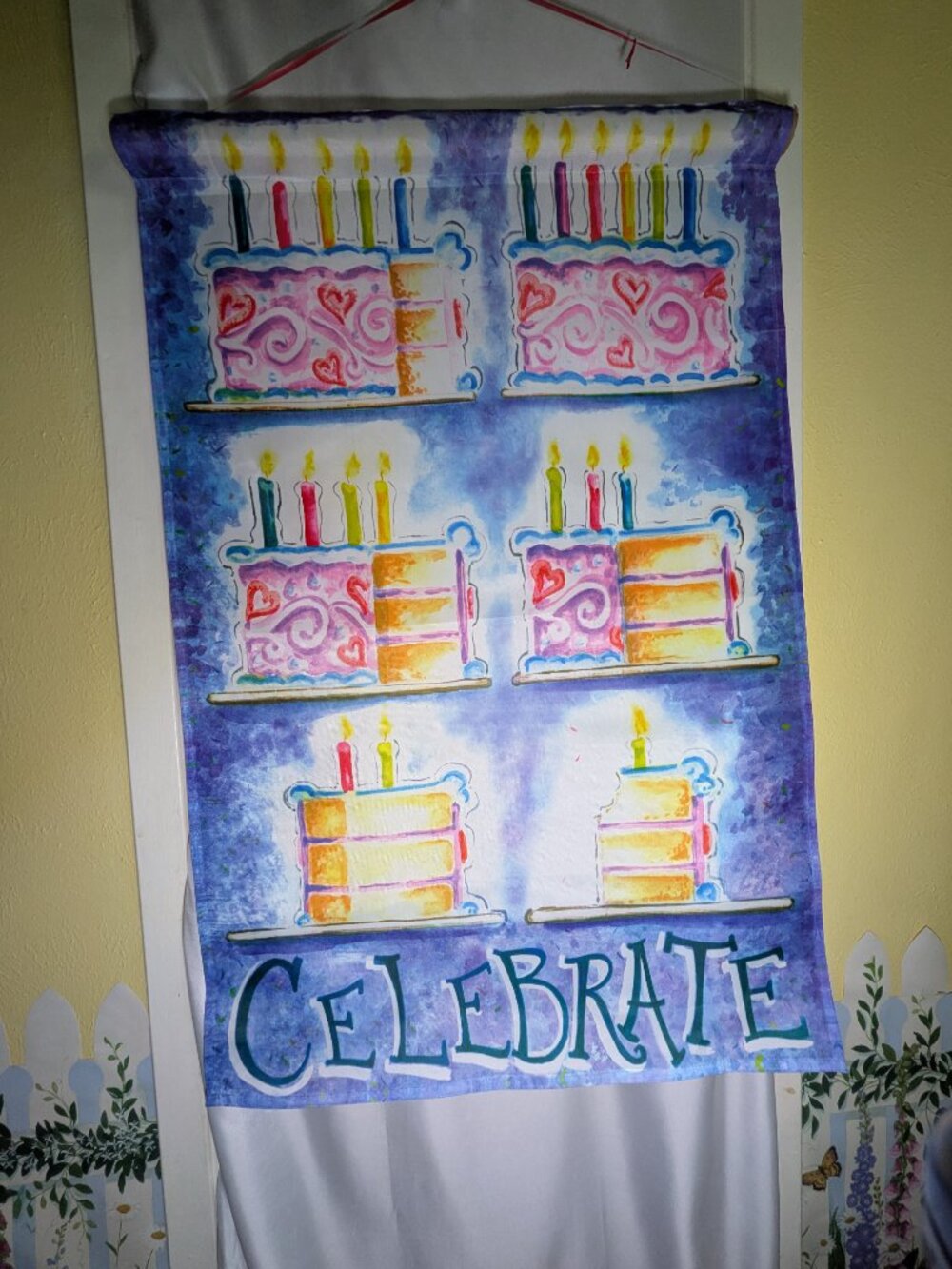 Jetmax Watercolor Celebration Cake Party House Flag 25x37